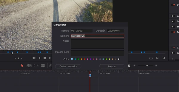 Marcador en DaVinci Resolve