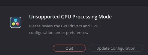 Modo de procesamiento de la GPU no soportado